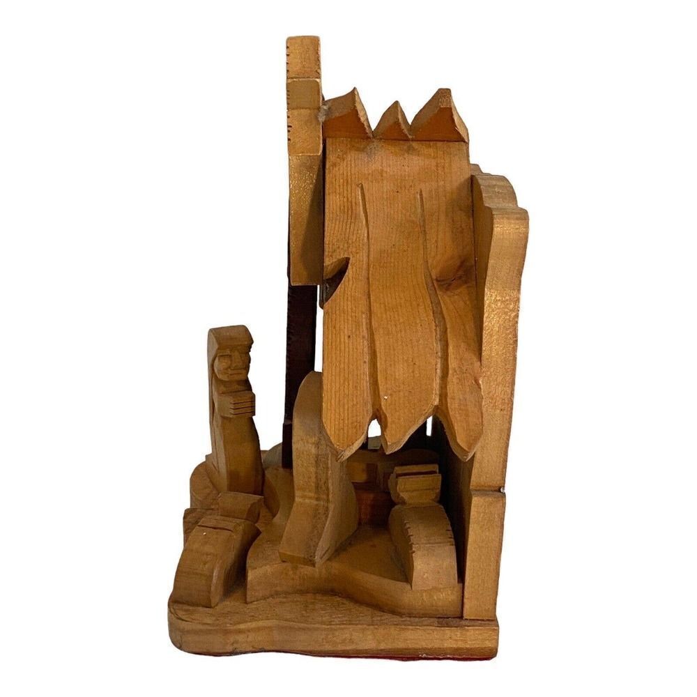Olive Wood Nativity Scene Israel Bethlehem 5”X5” Handmade Folk Art - Picture 2 of 9